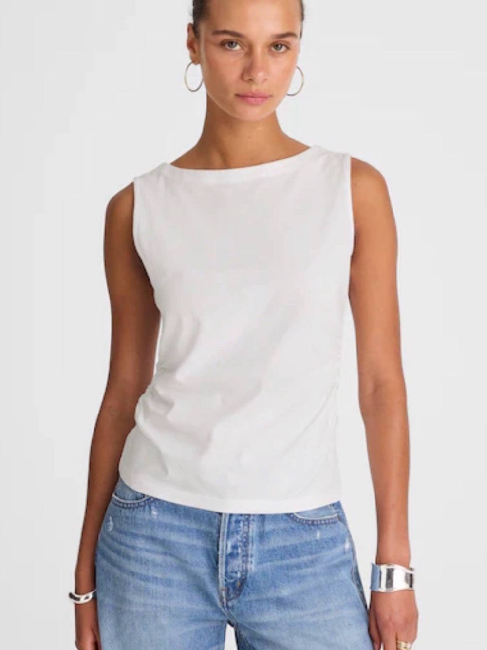 New! Madewell %100 Cotton Side Cinched Boatneck Tank